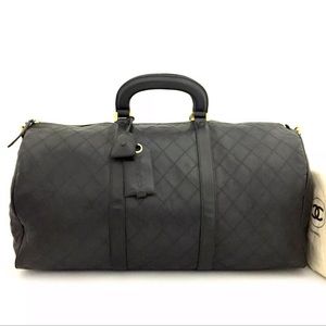 CHANEL CC Logo Lambskin Leather Travel Bag + Luggage Tag + Lock/Key: Excellent!!
